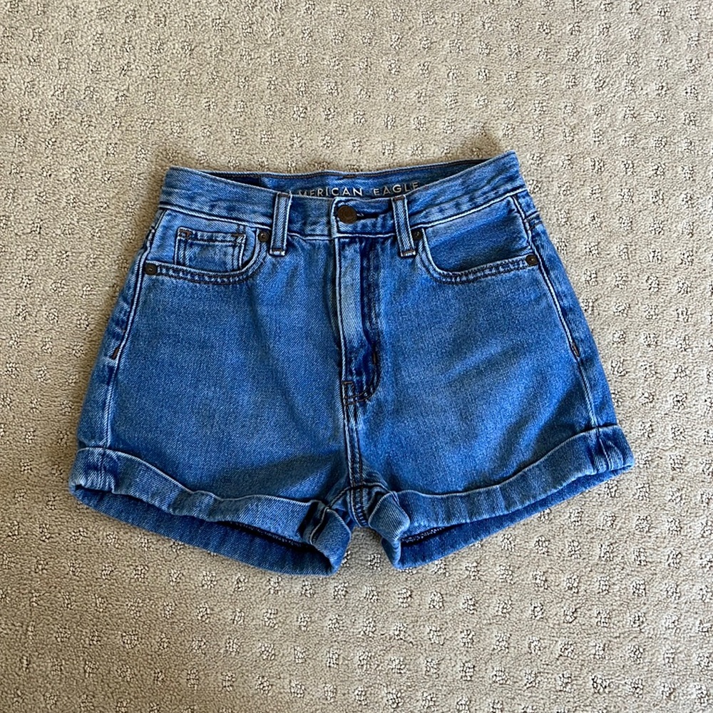 Blue American Eagle Mom Shorts